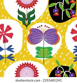 Abstract floral seamless pattern. Bright colors, painting on a light background.