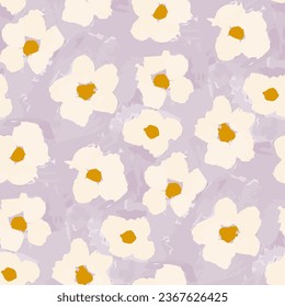 Abstract floral seamless pattern. Bright colors, gouache painting.