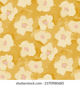Abstract floral seamless pattern. Bright colors, gouache painting.