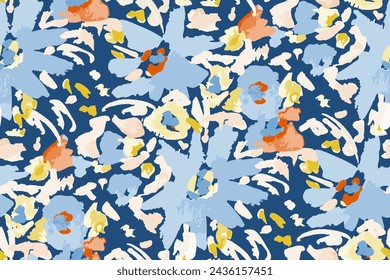 Patrón floral abstracto sin costuras. Colores brillantes, pintura gouache. dibujado a mano, no AI