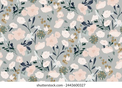 Abstract floral seamless pattern. Bright colors, gouache painting.hand drawn, not AI