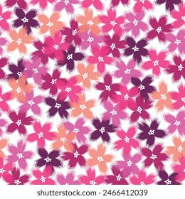 Abstract floral seamless pattern. Bright colors, painting on a light background Abstract intricate flower design. 