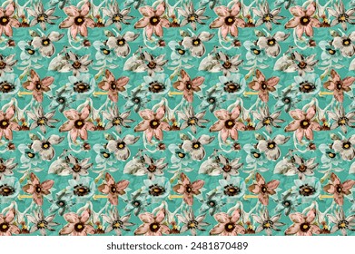 Abstract floral seamless pattern. Bright colors, painting on a light background