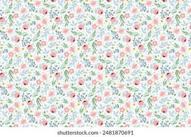 Abstract floral seamless pattern. Bright colors, painting on a light background