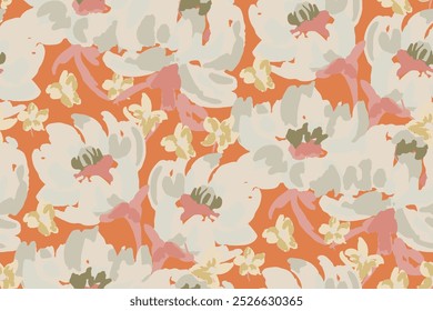 Abstract floral seamless pattern. Bright colors, gouache painting.hand drawn, not AI