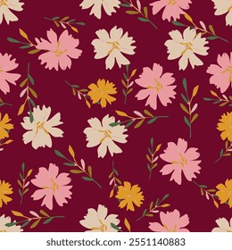 Padrão floral abstrato sem emenda. Cores brilhantes, gouache pintura.mão desenhada
