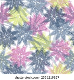 Abstract floral seamless pattern. Bright colors, painting on a light background  Raster bitmap illustration. Art expression painting style.