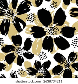 Abstract Floral seamless pattern with brush style.