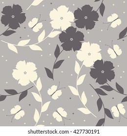 Abstract floral seamless pattern with butterflies can be used for linen, tile design fabric, textile and more creative designs.