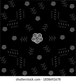 Abstract floral seamless pattern. Can be used for fabric, print, wrapping paper and more.Black and white.