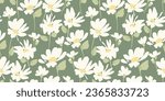 Abstract floral seamless pattern with chamomile. Trendy hand drawn textures. Modern abstract design for,paper, cover, fabric and other use