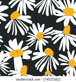 Abstract floral seamless pattern with chamomile. Trendy hand drawn textures. Modern abstract design for,paper, cover, fabric and other users