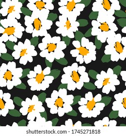 Abstract floral seamless pattern with chamomile. Trendy hand drawn textures. Modern abstract design for,paper, cover, fabric and other users