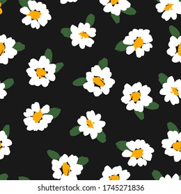 Abstract floral seamless pattern with chamomile. Trendy hand drawn textures. Modern abstract design for,paper, cover, fabric and other users