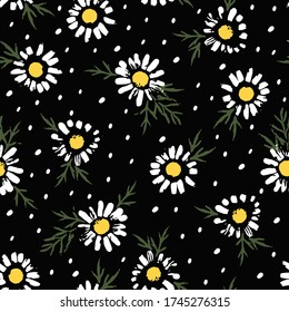 Abstract floral seamless pattern with chamomile. Trendy hand drawn textures. Modern abstract design for,paper, cover, fabric and other users