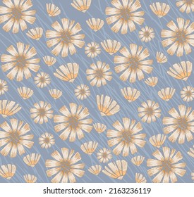 Resumen de patrón floral sin soldadura con camomila. Texturas dibujadas a mano de moda. Diseño abstracto moderno para papel, cubierta, tela y otros usos
