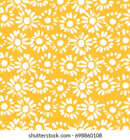 Abstract floral seamless pattern with chamomile. Trendy hand drawn textures. Modern abstract design for,paper, cover, fabric and other users