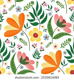 Abstractas patrón floral sin fisuras. Colorido estampado botánico. 