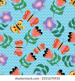 Abstract floral seamless pattern. Colorful botanical print.