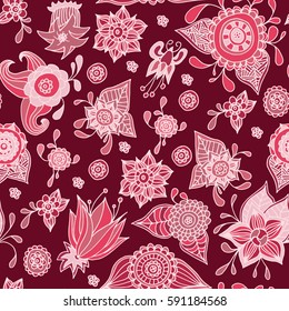 Abstract floral seamless pattern. Colorful cute design for fabric and wrapping paper