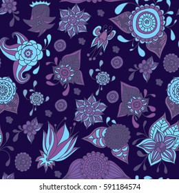 Abstract floral seamless pattern. Colorful cute design for fabric and wrapping paper