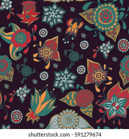 Abstract floral seamless pattern. Colorful cute design for fabric and wrapping paper