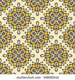 Abstract floral seamless pattern. Contains all kind of styles from retro to complex mandala decorations. Great for wallpapers, backgrounds, wrapping paper, surface textures.