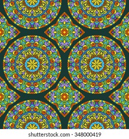Abstract floral seamless pattern. Contains all kind of styles from retro to complex mandala decorations. Great for wallpapers, backgrounds, wrapping paper, surface textures.