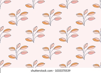 Abstract floral seamless pattern with cute doodle bushes. Flower, plant, background. Vector illustration.