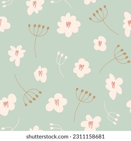Abstract floral seamless pattern design. Hand drawn vector background with flowers. Trendy organic seamless pattern