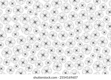 Abstract floral seamless pattern design in monochrome color, black and gray color palette on white background, for background or wallpaper.