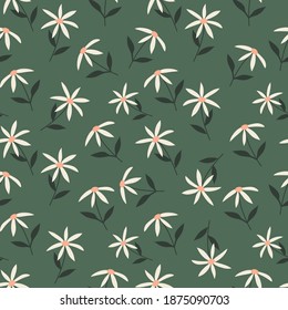 Abstract Floral Seamless Pattern. Ditsy style. Simple and Cute Seamless Pattern for fashion, wallpaper and print. Trendy color design.