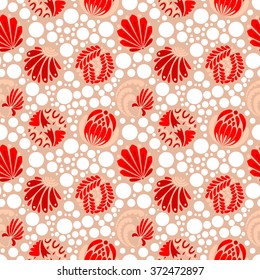 Abstract floral seamless pattern with dots