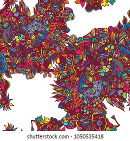 Abstract floral, seamless pattern. Drawn dudles. For meditation, soothing, textile