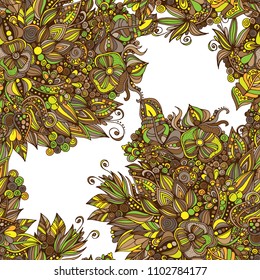 Abstract floral, seamless pattern. Drawn dudles. For meditation, soothing, textile