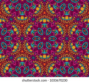 abstract floral seamless pattern for fabric and wallpaper in retro style. floral ethnic seamless pattern ornamental. Geometric print