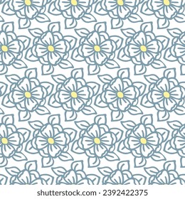 Abstract floral seamless pattern for fabric, textile,scrapbooking. Vector background with doodle hand drawn elements