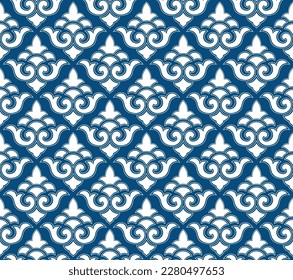 Abstract floral seamless pattern. Flourish tiled oriental ethnic background. Arabic ornament with asian flower motif. Good for fabric, textile, wallpaper or package background design.
