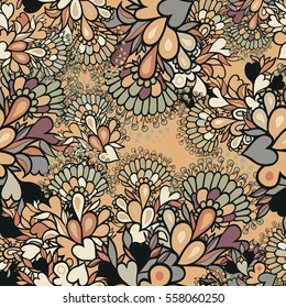 Abstract floral seamless pattern. Flower doodle background.