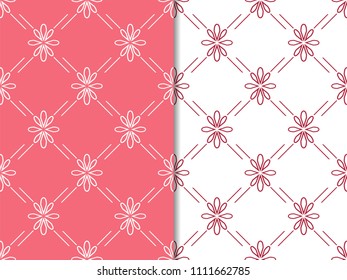 abstract floral seamless pattern with flowers, netting and leaves