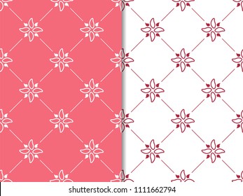 abstract floral seamless pattern with flowers, netting and leaves