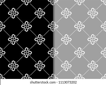 abstract floral seamless pattern with flowers, netting and leaves