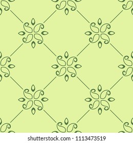 abstract floral seamless pattern with flowers, netting and leaves