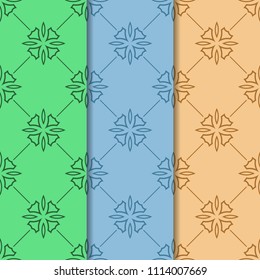 abstract floral seamless pattern with flowers, netting and leaves