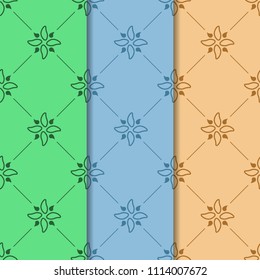 abstract floral seamless pattern with flowers, netting and leaves