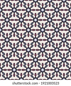 abstract floral seamless pattern. abstract flowers, collected from blue-pink segments with black outlines, lined up in rows on a beige background. vector