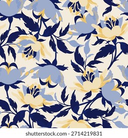 Abstractas patrón floral sin fisuras. Fondo de flores. Diseño de Batik con motivos florales. Fondo botánico. Ilustración vectorial. No es IA