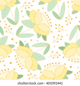 Abstract floral seamless pattern with flowers and leaves
