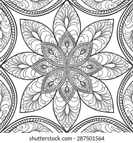 Abstract floral seamless pattern. Geometric ornament texture. Oriental ethnic background.