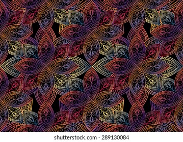Abstract floral seamless pattern. Geometric ornament texture. Oriental ethnic background.